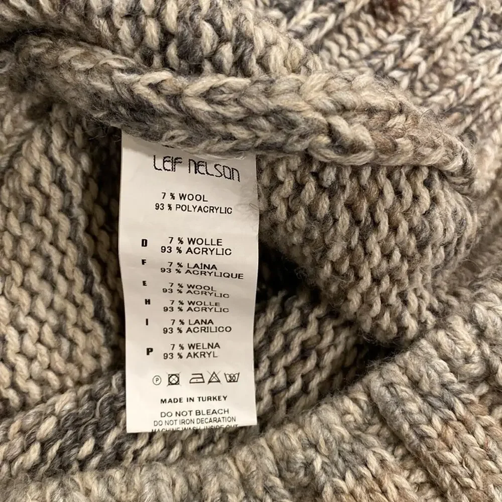 Leif Nelson Beige Tweed Knit Pullover Heavyweight Sweater Mens SZ XLFisherman